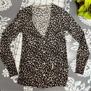 Michael Kors Leopard Print button up cardigan size xs